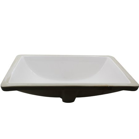 Novatto Rectangular Undermount White Porcelain Sink with Chrome Drain Set NP-U193906CH